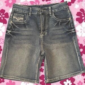 Y2K Women’s (or Unisex) Washed Blue Denim Shorts